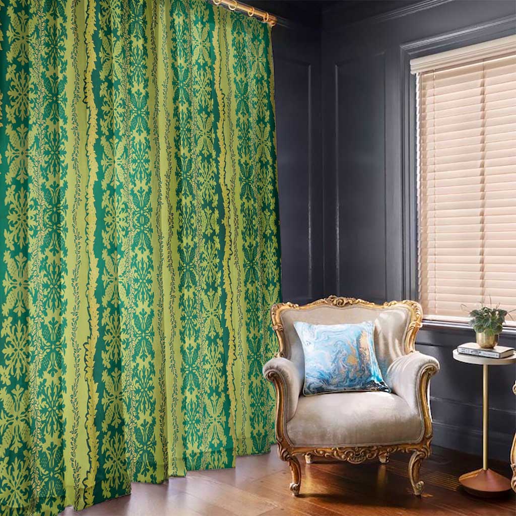 Hawaii Lei with Tribal Quilt Motif Window Curtain