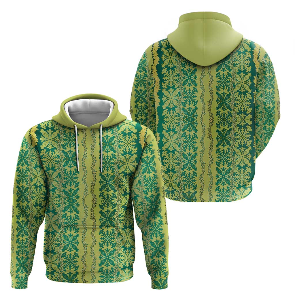 Hawaii Lei with Tribal Quilt Motif Zip Hoodie