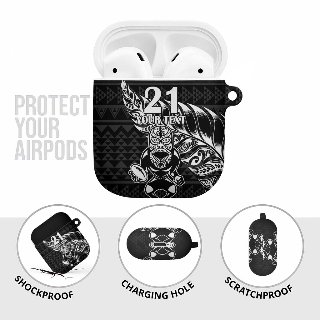 New Zealand Rugby Warrior Custom AirPods Case Black Fern Taniko Motif LT9 - Polynesian Pride