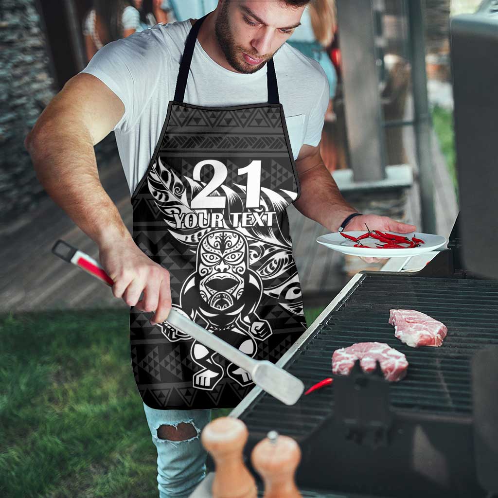 New Zealand Rugby Warrior Custom Apron Black Fern Taniko Motif - Polynesian Pride
