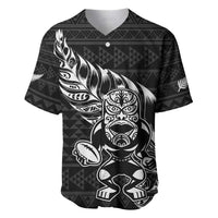 New Zealand Rugby Warrior Custom Baseball Jersey Black Fern Taniko Motif