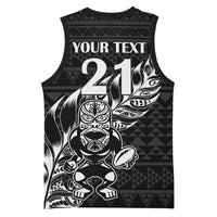 New Zealand Rugby Warrior Custom Basketball Jersey Black Fern Taniko Motif LT9 - Polynesian Pride