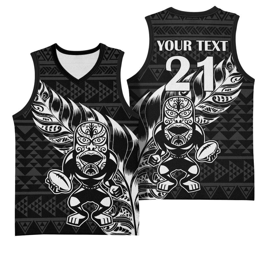 New Zealand Rugby Warrior Custom Basketball Jersey Black Fern Taniko Motif LT9 - Polynesian Pride