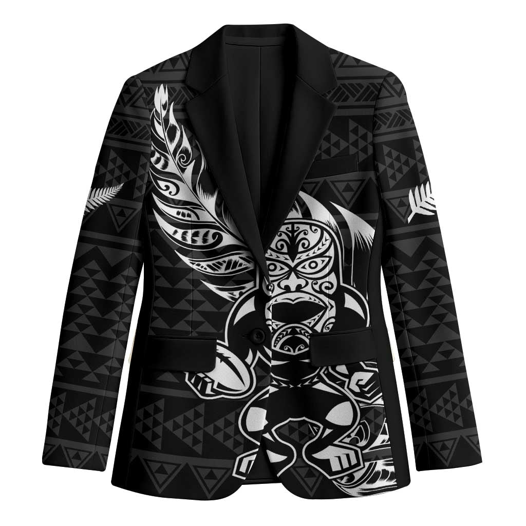 New Zealand Rugby Warrior Custom Blazer Black Fern Taniko Motif - Polynesian Pride