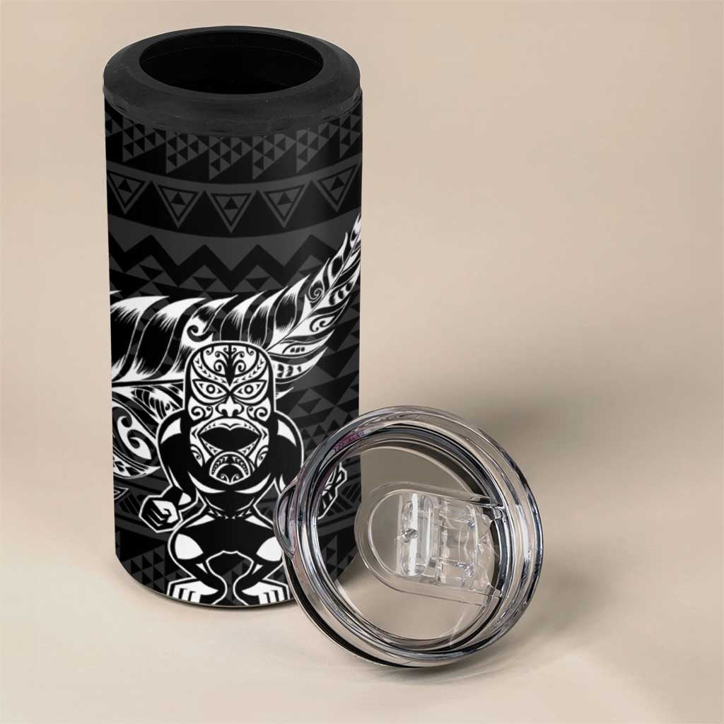 New Zealand Rugby Warrior Custom 4 in 1 Can Cooler Tumbler Black Fern Taniko Motif LT9 - Polynesian Pride