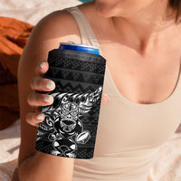 New Zealand Rugby Warrior Custom 4 in 1 Can Cooler Tumbler Black Fern Taniko Motif LT9 - Polynesian Pride