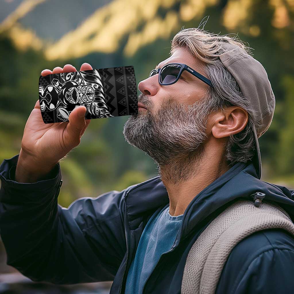 New Zealand Rugby Warrior Custom 4 in 1 Can Cooler Tumbler Black Fern Taniko Motif LT9 - Polynesian Pride
