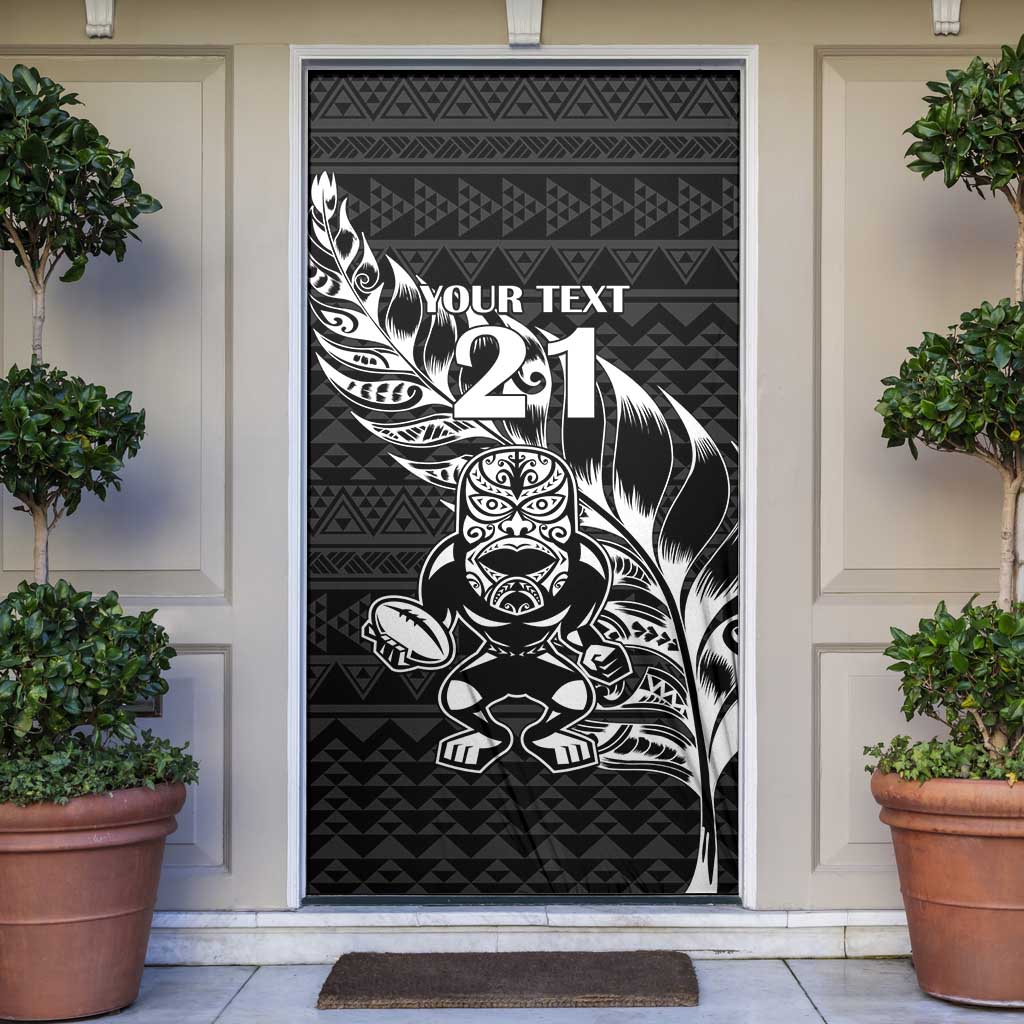 New Zealand Rugby Warrior Custom Door Cover Black Fern Taniko Motif LT9 Black - Polynesian Pride