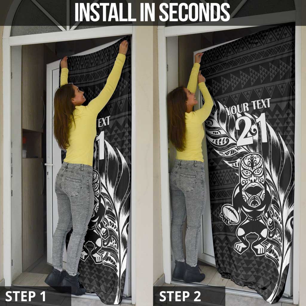 New Zealand Rugby Warrior Custom Door Cover Black Fern Taniko Motif LT9 - Polynesian Pride