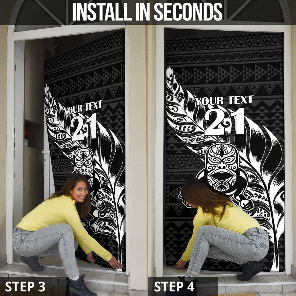 New Zealand Rugby Warrior Custom Door Cover Black Fern Taniko Motif LT9 - Polynesian Pride