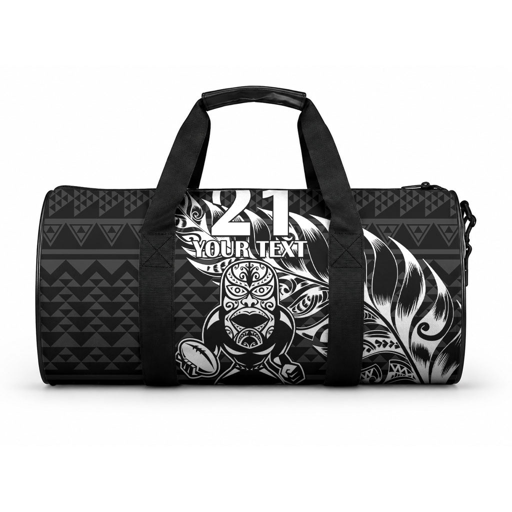 New Zealand Maori Rugby Warrior Custom Duffle Bag Black Fern Taniko Motif LT9 One size Black - Polynesian Pride