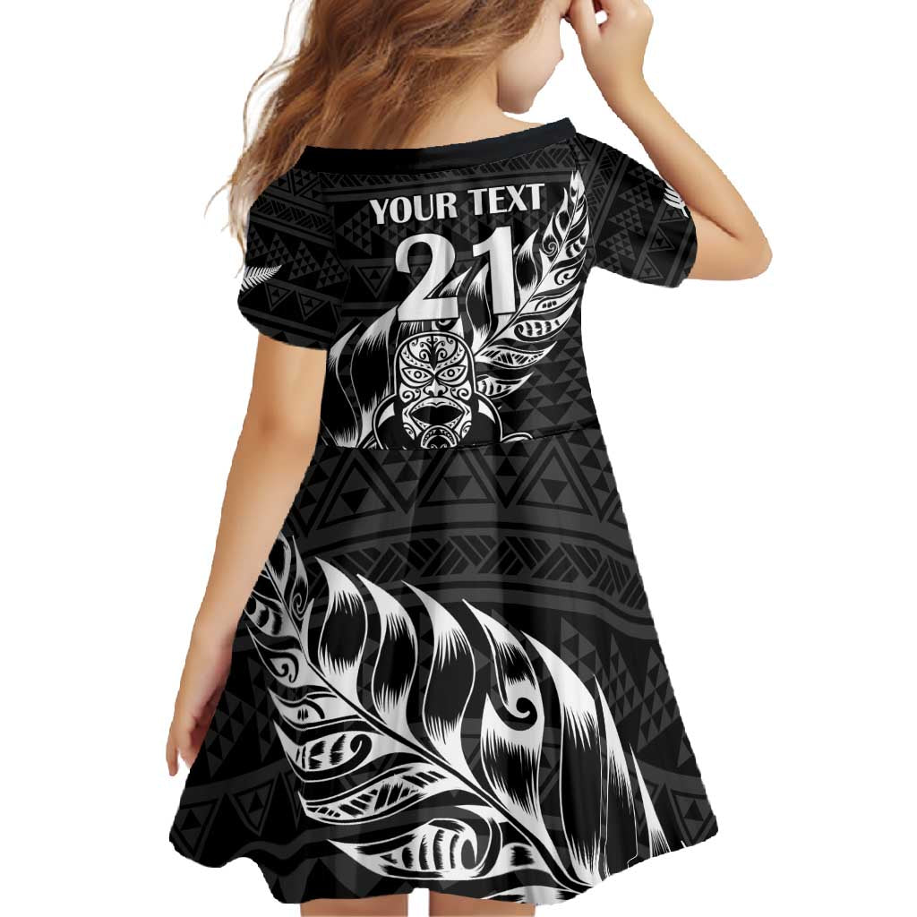 New Zealand Rugby Warrior Custom Family Matching Long Sleeve Bodycon Dress and Hawaiian Shirt Black Fern Taniko Motif LT9 - Polynesian Pride