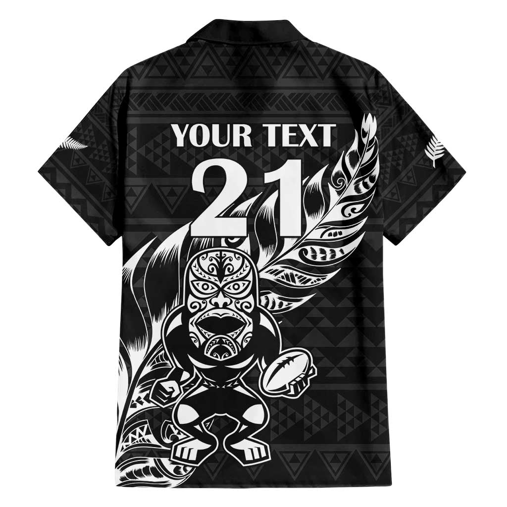 New Zealand Rugby Warrior Custom Family Matching Short Sleeve Bodycon Dress and Hawaiian Shirt Black Fern Taniko Motif LT9 - Polynesian Pride