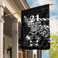 New Zealand Rugby Warrior Custom Garden Flag Black Fern Taniko Motif LT9 House Flag Black - Polynesian Pride