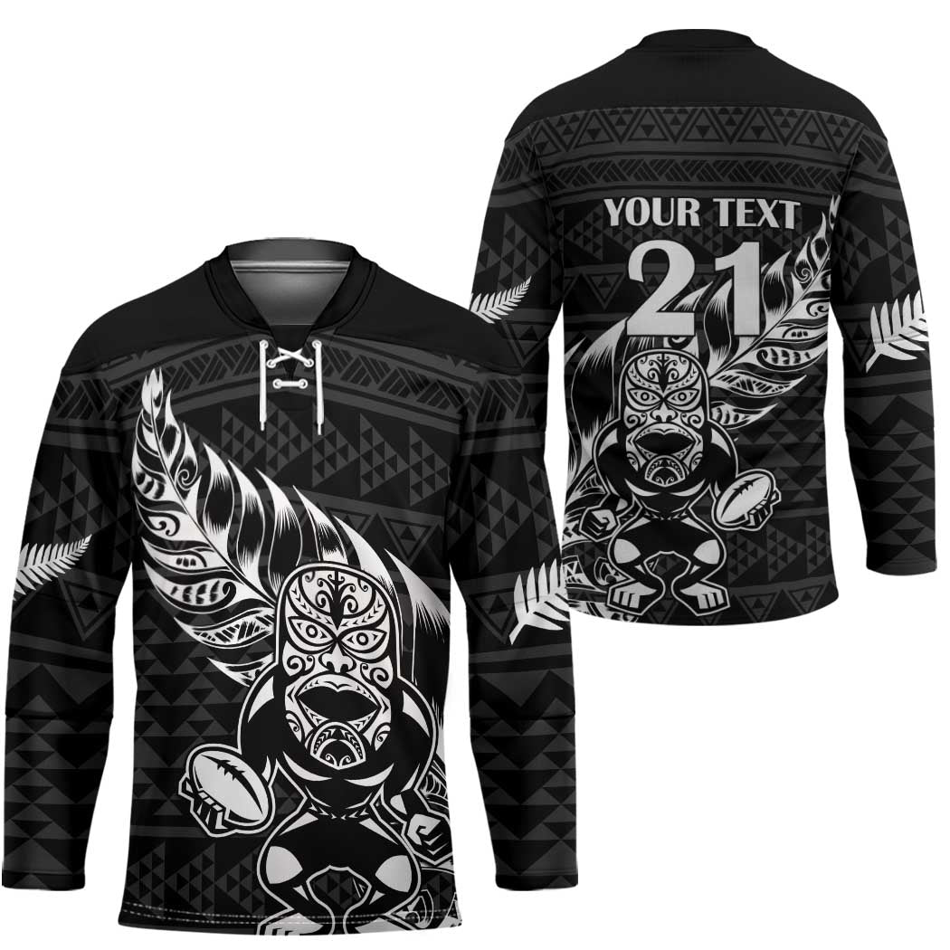 New Zealand Rugby Warrior Custom Hockey Jersey Black Fern Taniko Motif LT9 - Polynesian Pride