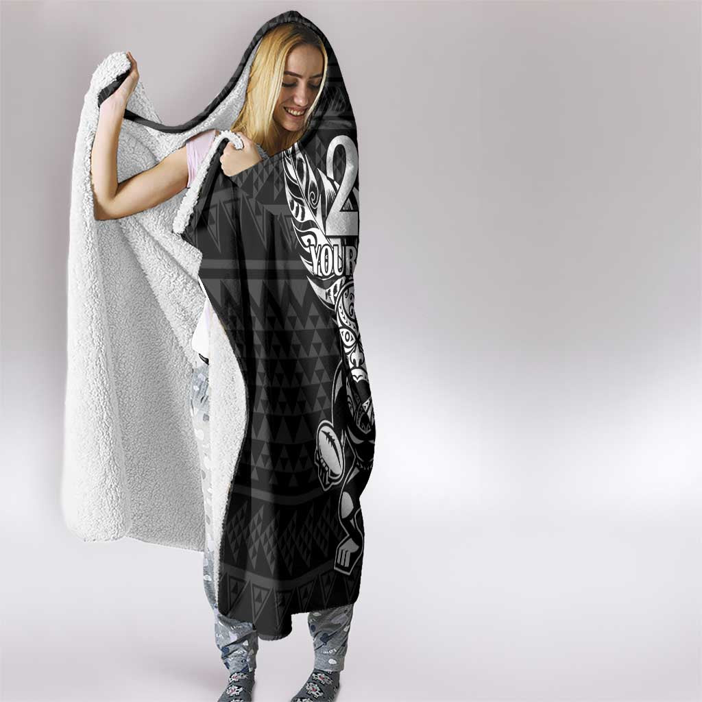 New Zealand Rugby Warrior Custom Hooded Blanket Black Fern Taniko Motif LT9 - Polynesian Pride