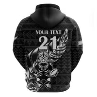 New Zealand Rugby Warrior Custom Hoodie Black Fern Taniko Motif LT9 - Polynesian Pride
