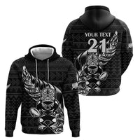 New Zealand Rugby Warrior Custom Hoodie Black Fern Taniko Motif LT9 - Polynesian Pride