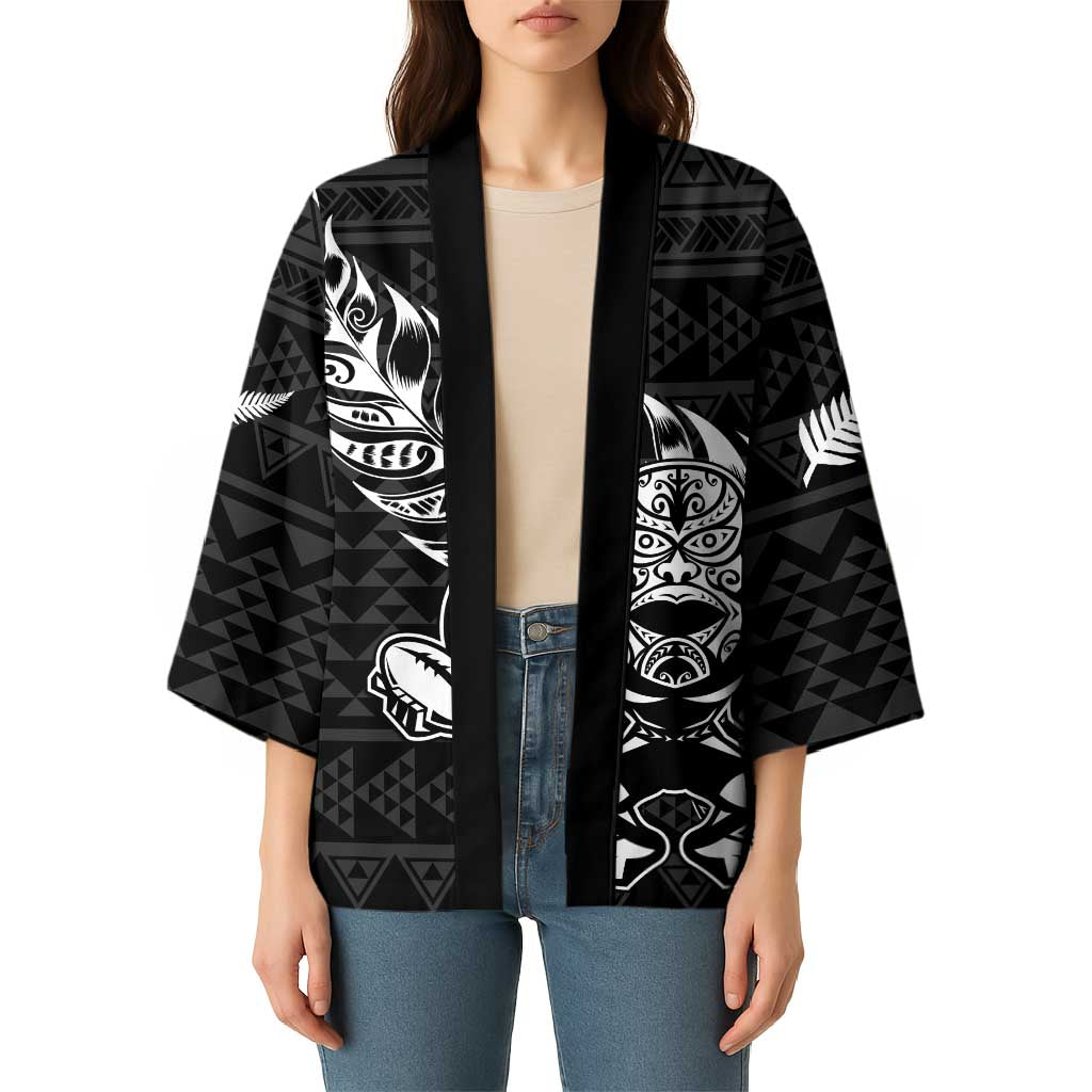 New Zealand Rugby Warrior Custom Kimono Black Fern Taniko Motif - Polynesian Pride
