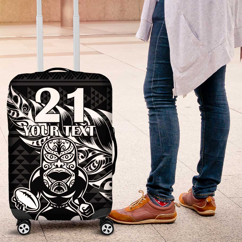 New Zealand Rugby Warrior Custom Luggage Cover Black Fern Taniko Motif LT9 Black - Polynesian Pride