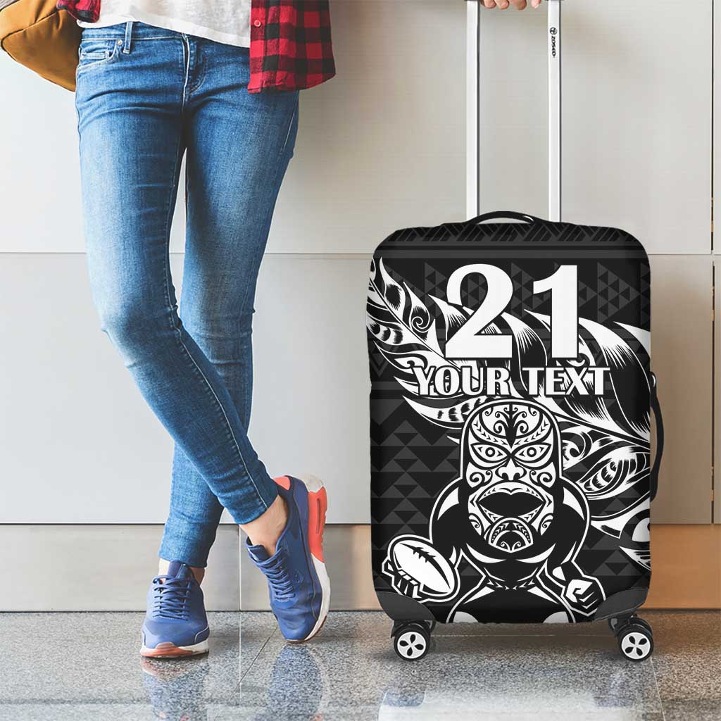 New Zealand Rugby Warrior Custom Luggage Cover Black Fern Taniko Motif LT9 - Polynesian Pride