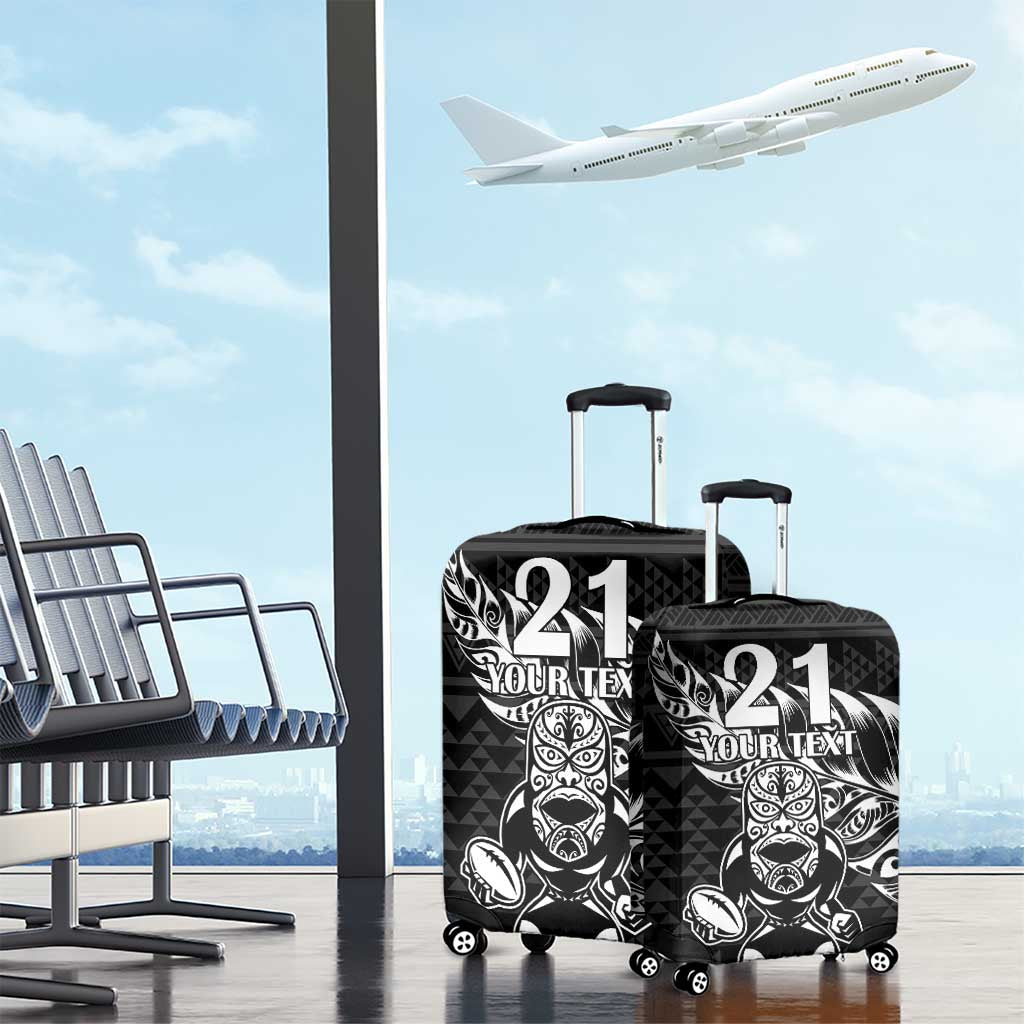 New Zealand Rugby Warrior Custom Luggage Cover Black Fern Taniko Motif LT9 - Polynesian Pride