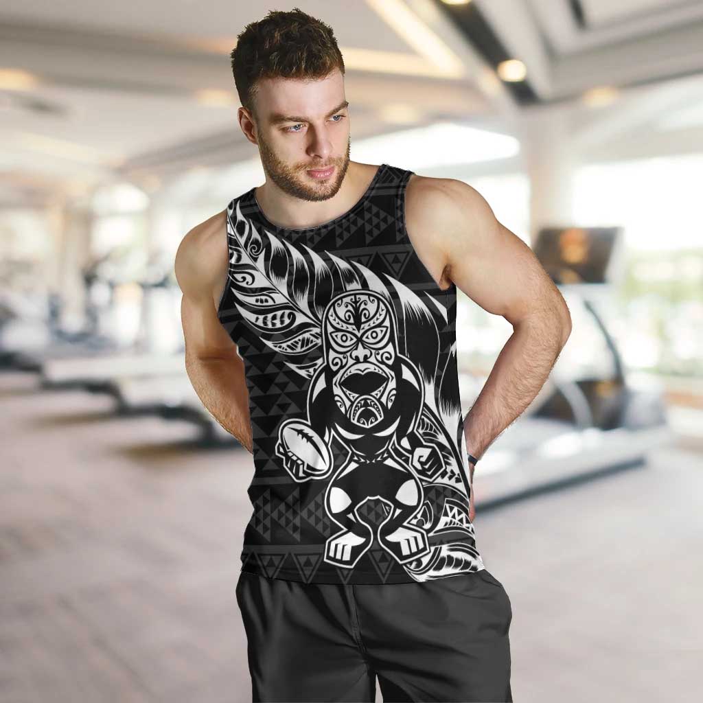 New Zealand Rugby Warrior Custom Men Tank Top Black Fern Taniko Motif LT9 Black - Polynesian Pride