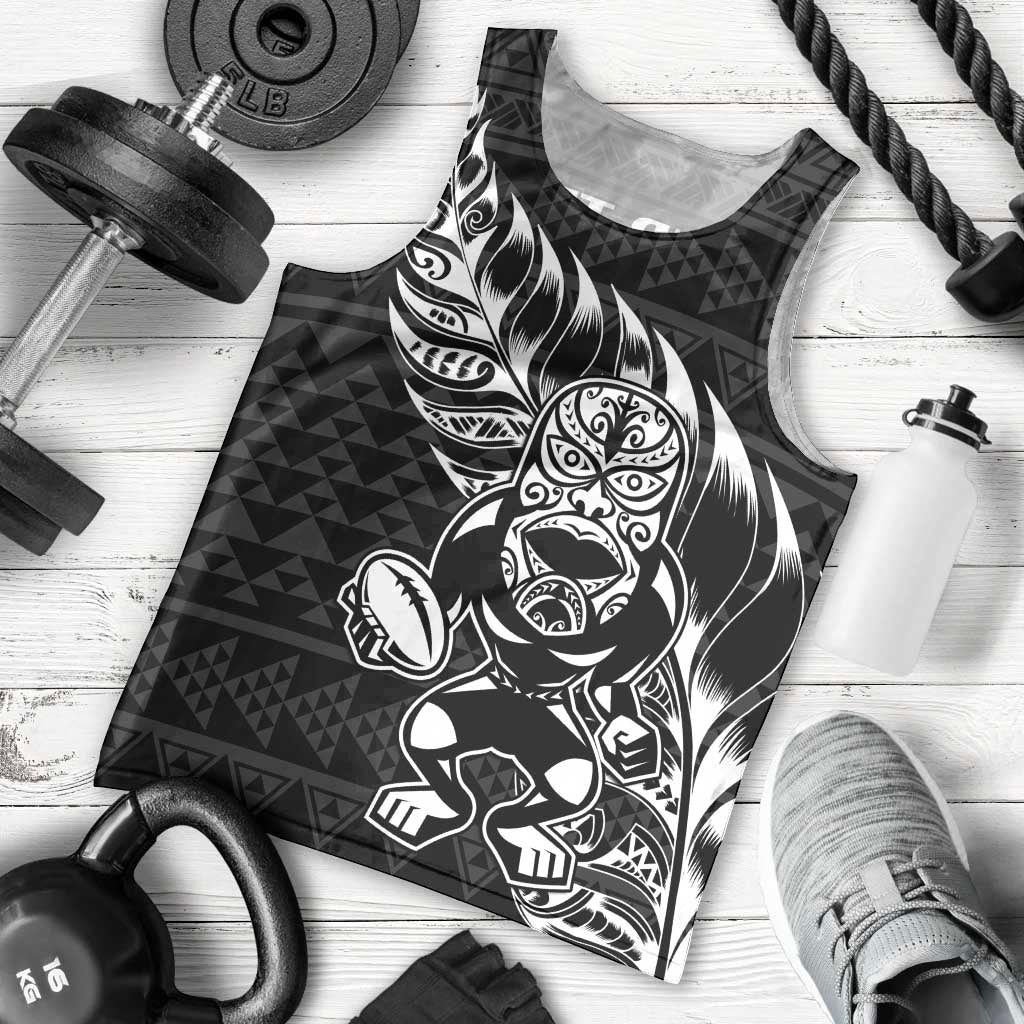 New Zealand Rugby Warrior Custom Men Tank Top Black Fern Taniko Motif LT9 - Polynesian Pride
