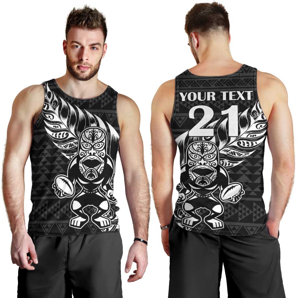 New Zealand Rugby Warrior Custom Men Tank Top Black Fern Taniko Motif LT9 - Polynesian Pride