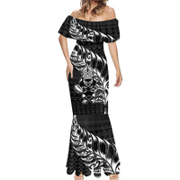 New Zealand Rugby Warrior Custom Mermaid Dress Black Fern Taniko Motif LT9 - Polynesian Pride