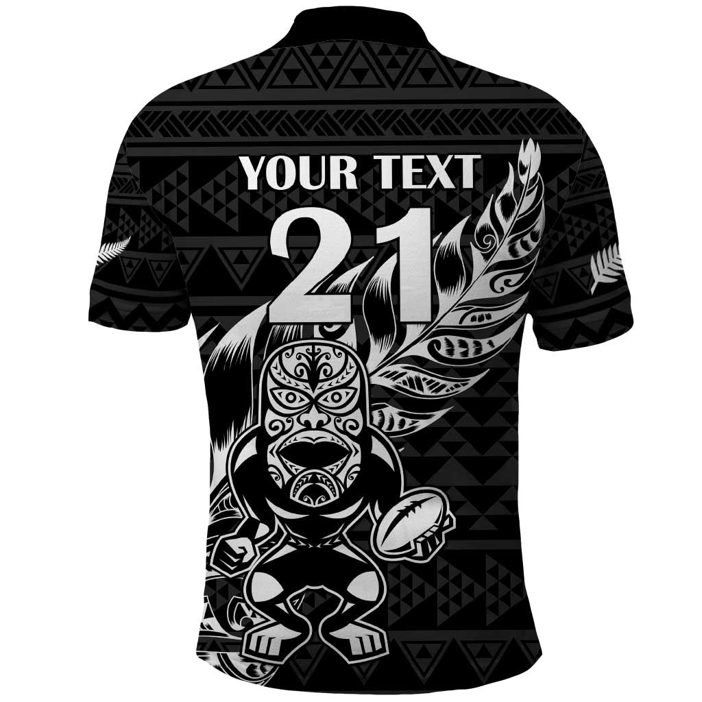 New Zealand Rugby Warrior Custom Polo Shirt Black Fern Taniko Motif LT9 - Polynesian Pride