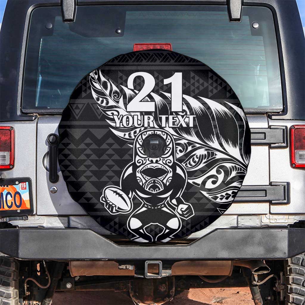 New Zealand Rugby Warrior Custom Spare Tire Cover Black Fern Taniko Motif LT9 Black - Polynesian Pride
