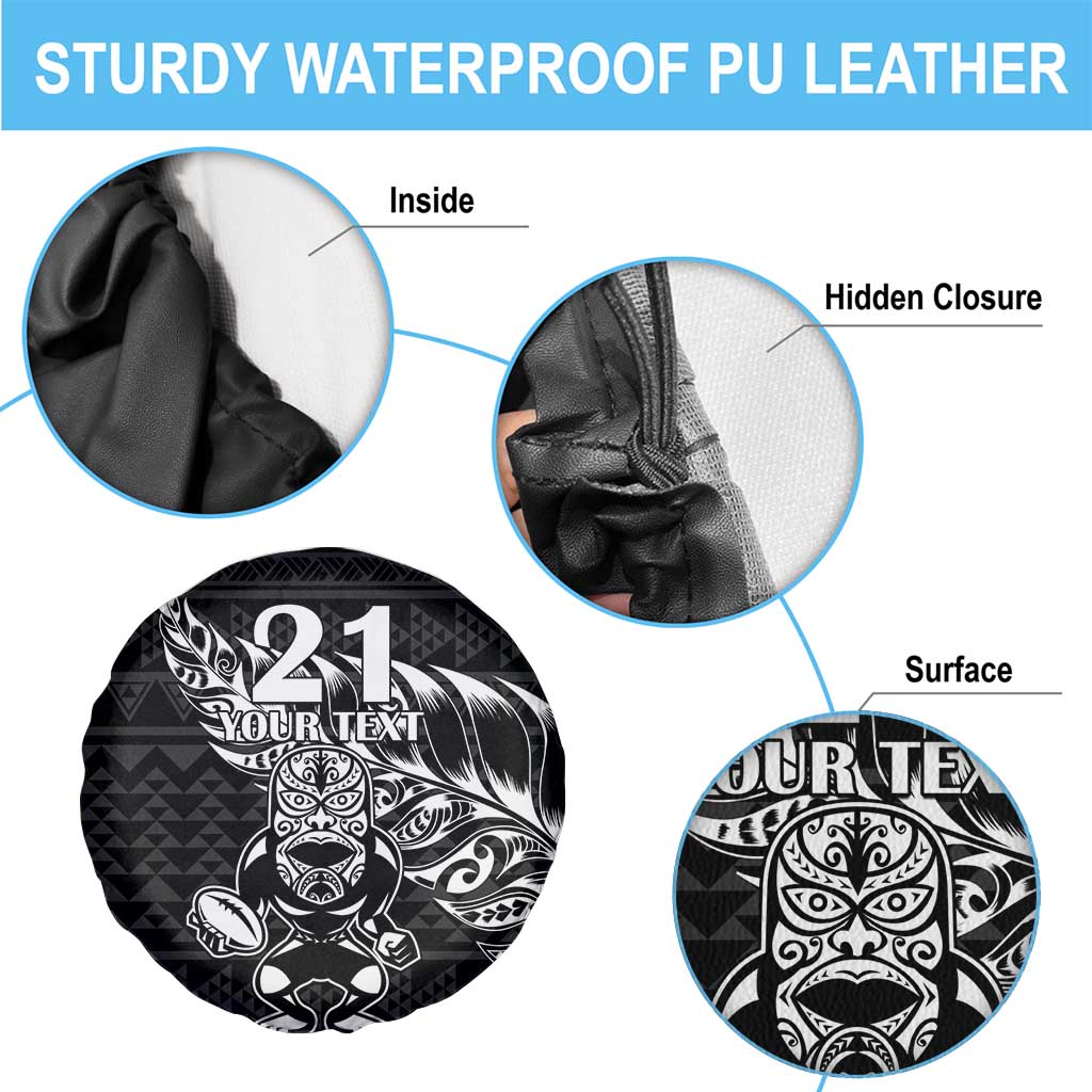 New Zealand Rugby Warrior Custom Spare Tire Cover Black Fern Taniko Motif LT9 - Polynesian Pride