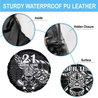 New Zealand Rugby Warrior Custom Spare Tire Cover Black Fern Taniko Motif LT9 - Polynesian Pride
