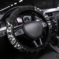New Zealand Rugby Warrior Steering Wheel Cover Black Fern Taniko Motif LT9 Universal Fit Black - Polynesian Pride