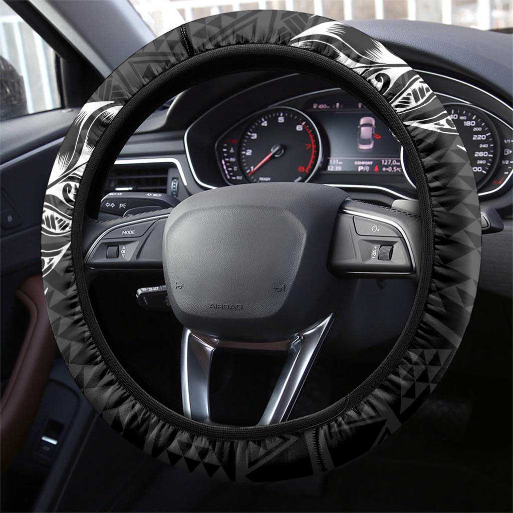 New Zealand Rugby Warrior Steering Wheel Cover Black Fern Taniko Motif LT9 - Polynesian Pride