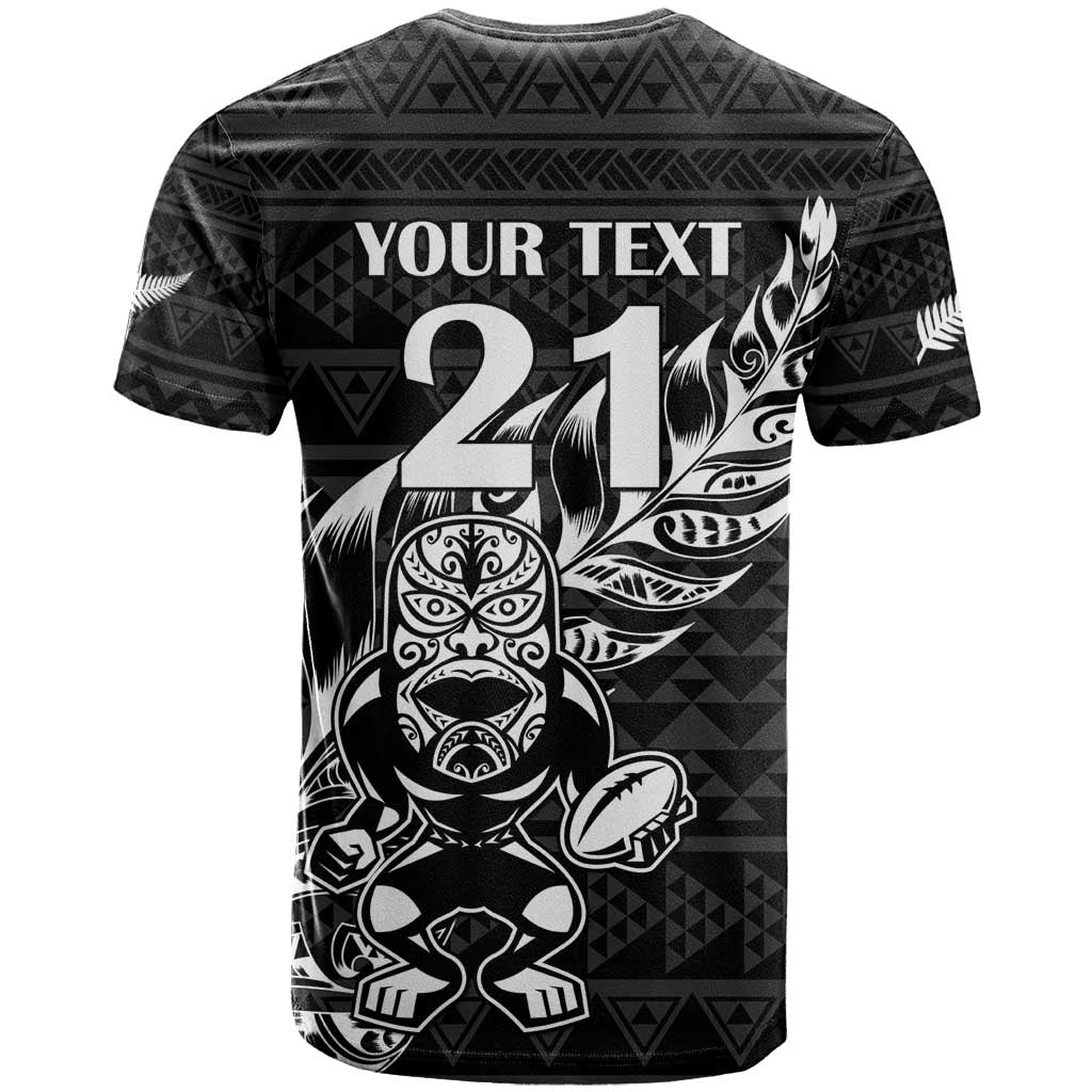 New Zealand Rugby Warrior Custom T Shirt Black Fern Taniko Motif LT9 - Polynesian Pride