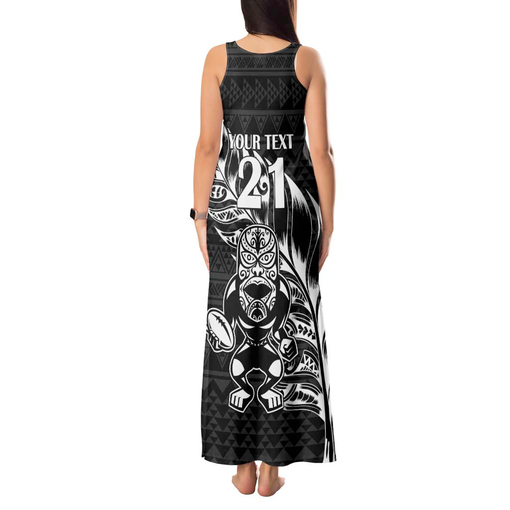 New Zealand Rugby Warrior Custom Tank Maxi Dress Black Fern Taniko Motif LT9 - Polynesian Pride