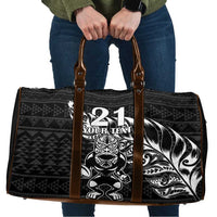 New Zealand Rugby Warrior Custom Travel Bag Black Fern Taniko Motif LT9 Black - Polynesian Pride