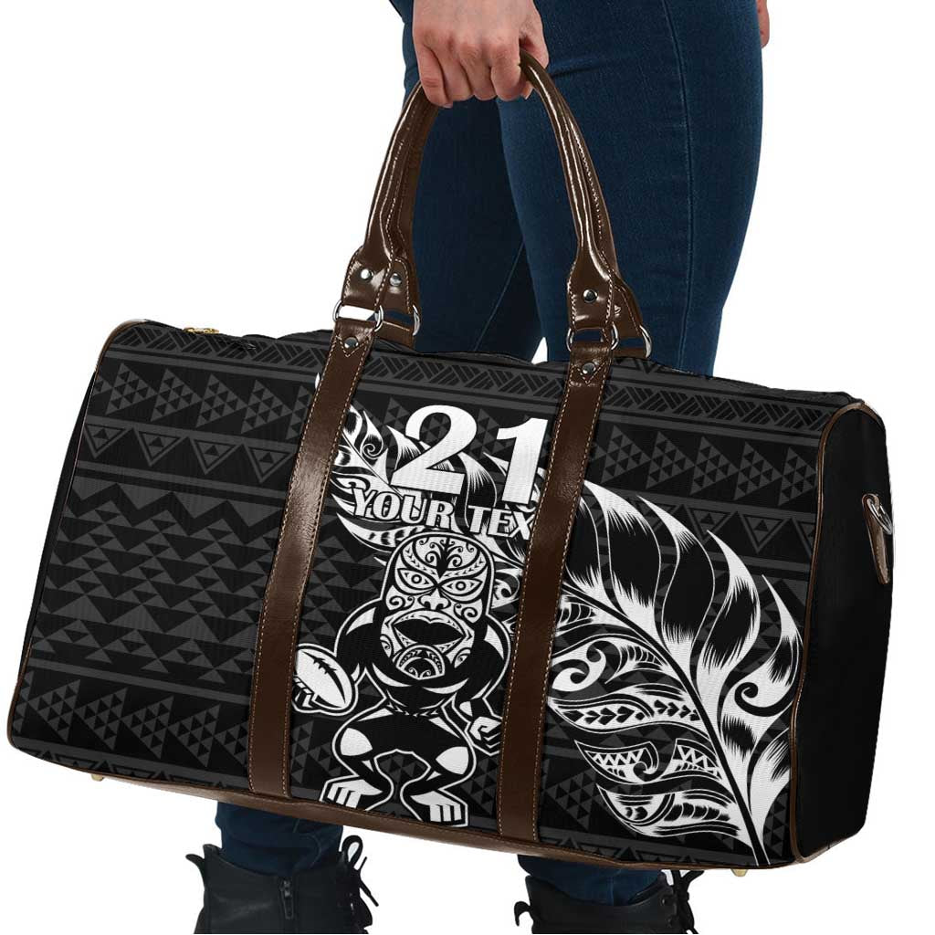 New Zealand Rugby Warrior Custom Travel Bag Black Fern Taniko Motif LT9 - Polynesian Pride