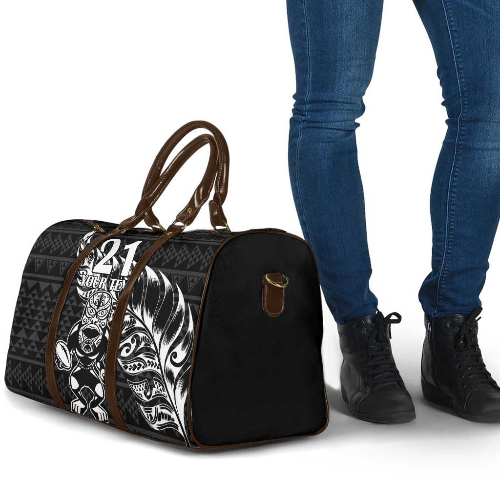 New Zealand Rugby Warrior Custom Travel Bag Black Fern Taniko Motif LT9 - Polynesian Pride