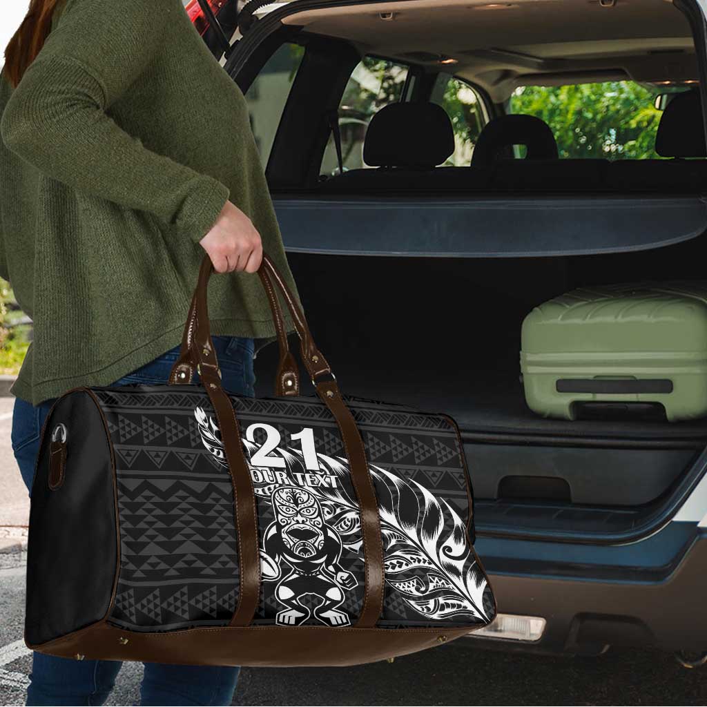 New Zealand Rugby Warrior Custom Travel Bag Black Fern Taniko Motif LT9 - Polynesian Pride