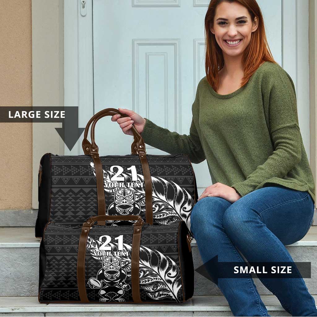 New Zealand Rugby Warrior Custom Travel Bag Black Fern Taniko Motif LT9 - Polynesian Pride