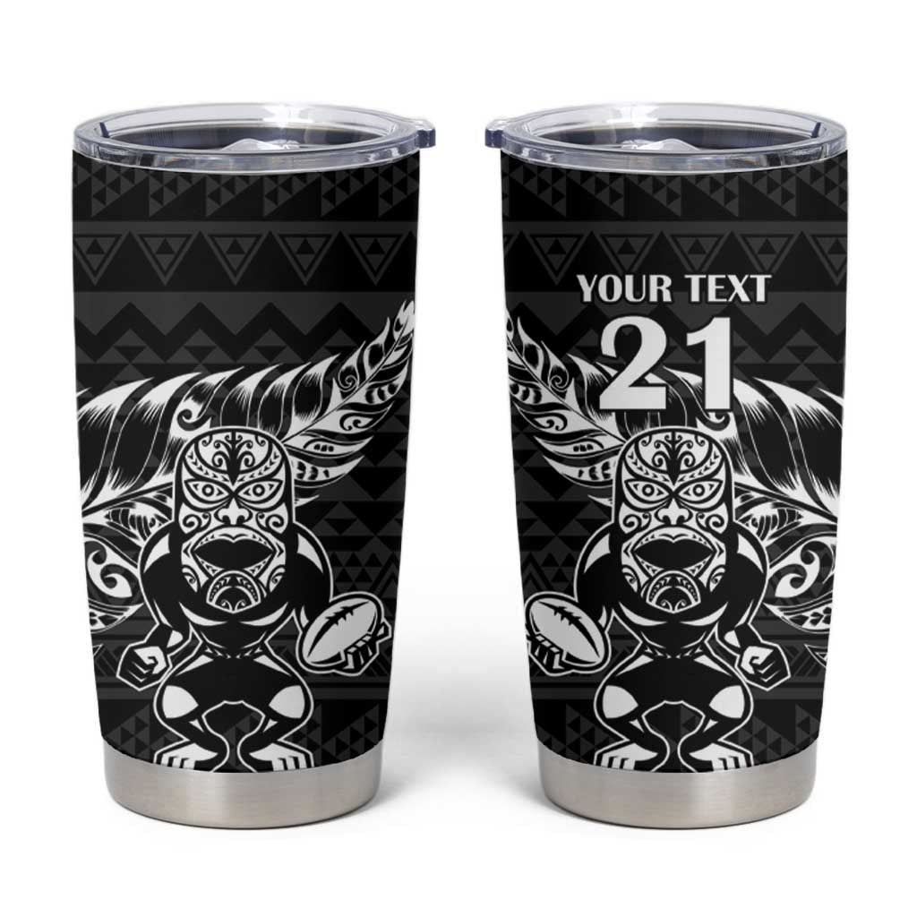 New Zealand Rugby Warrior Custom Tumbler Cup Black Fern Taniko Motif LT9 Black - Polynesian Pride