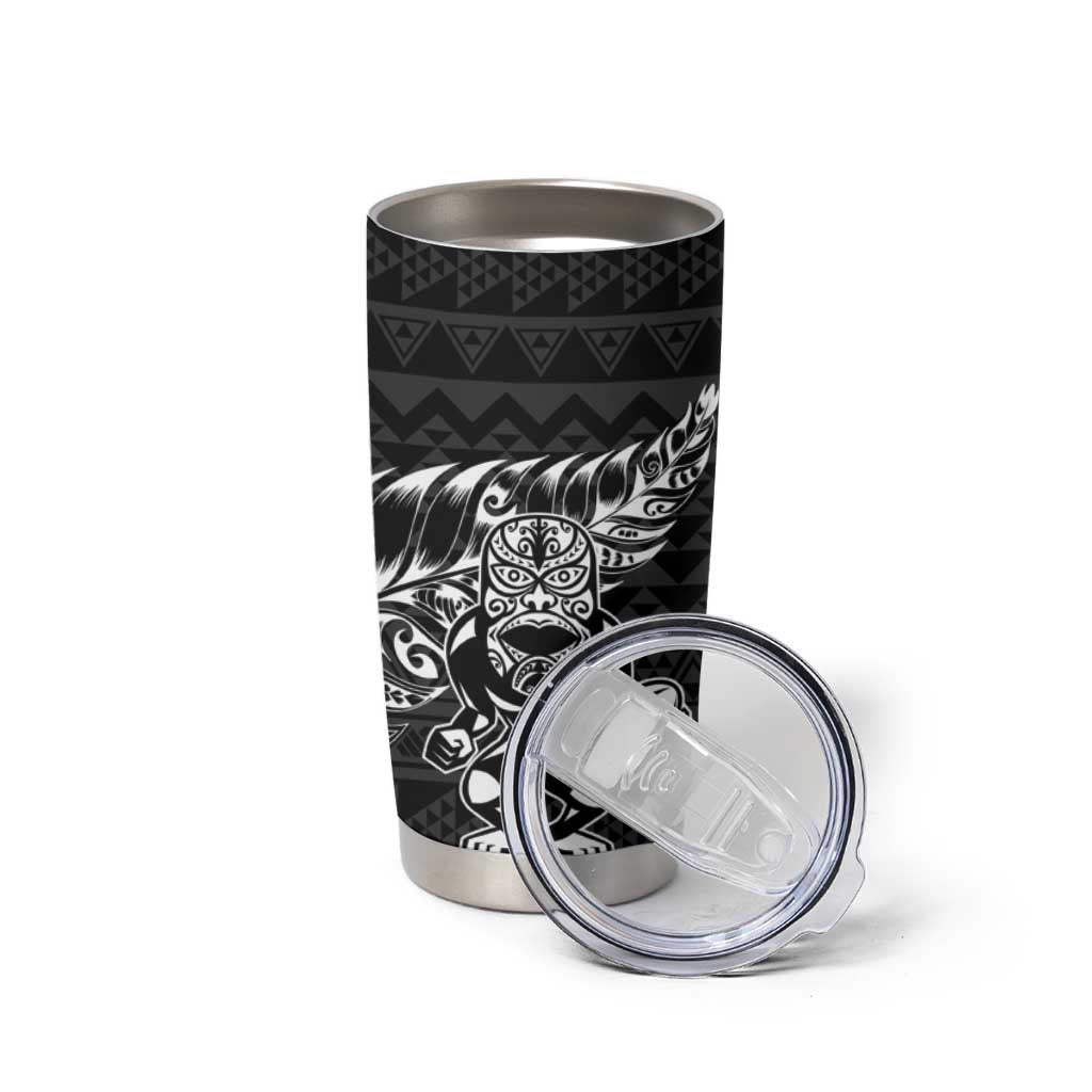 New Zealand Rugby Warrior Custom Tumbler Cup Black Fern Taniko Motif LT9 - Polynesian Pride