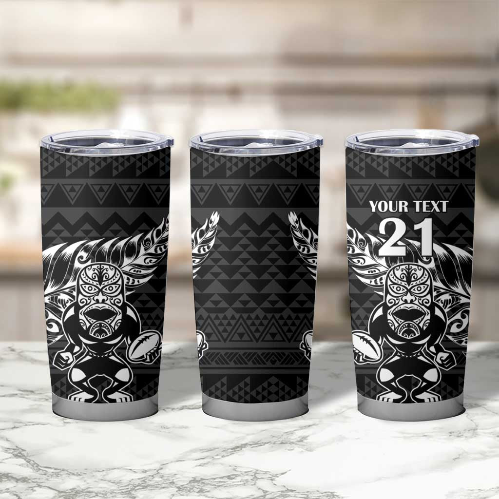 New Zealand Rugby Warrior Custom Tumbler Cup Black Fern Taniko Motif LT9 - Polynesian Pride