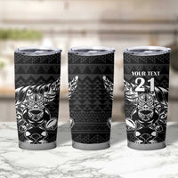 New Zealand Rugby Warrior Custom Tumbler Cup Black Fern Taniko Motif LT9 - Polynesian Pride