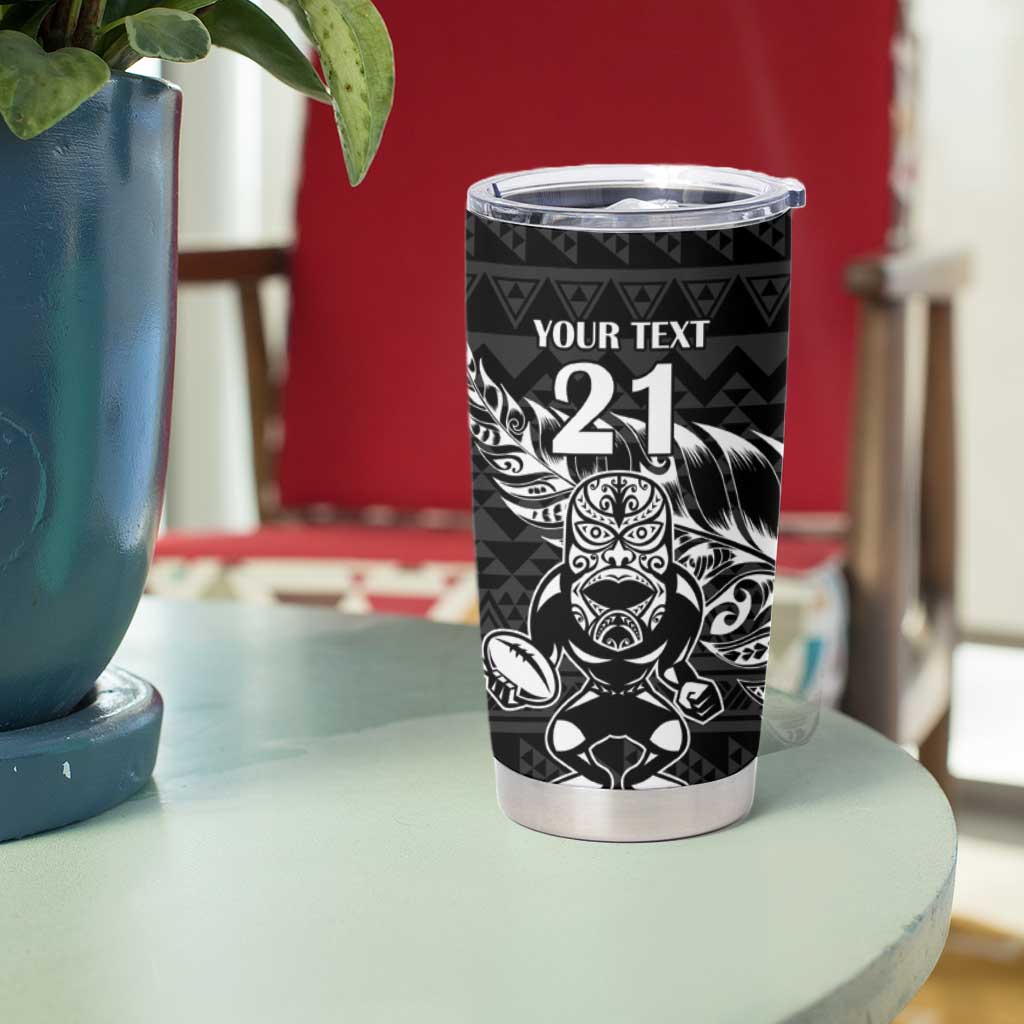 New Zealand Rugby Warrior Custom Tumbler Cup Black Fern Taniko Motif LT9 - Polynesian Pride