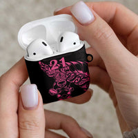 New Zealand Rugby Warrior Custom AirPods Case Pink Fern Taniko Motif LT9 - Polynesian Pride