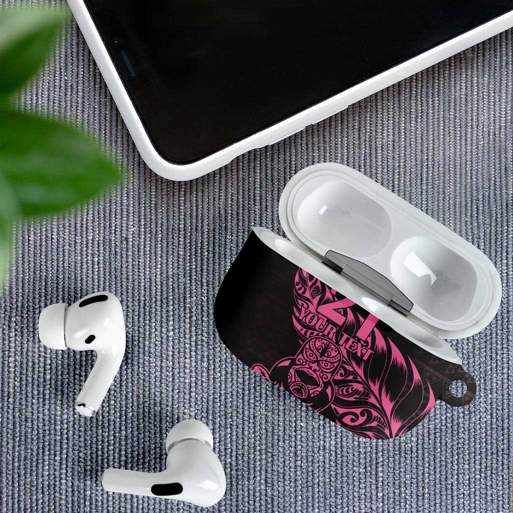 New Zealand Rugby Warrior Custom AirPods Case Pink Fern Taniko Motif LT9 - Polynesian Pride